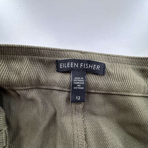 Eileen Fisher Pants Womens 12 Green High Waist Tencel Twill Wide Leg Tie Belt - Picture 4 of 9